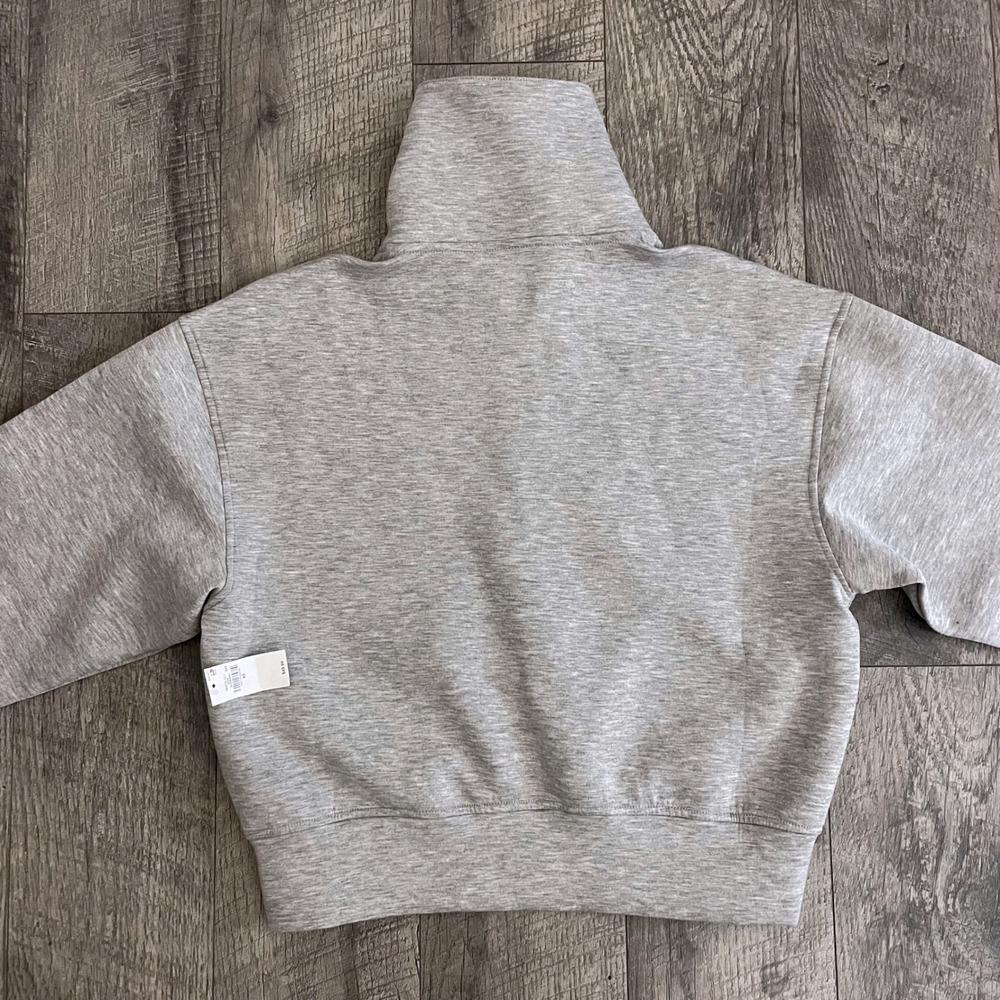Old Navy Active Bounce Fleece Quarter Zip Pullover Gray Cropped Sweatshirt XS - Picture 9 of 9